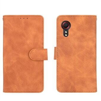 Skin-touch Folio Flip Leather Protective Shell Wallet Stand Phone Cover for Samsung Galaxy Xcover 5