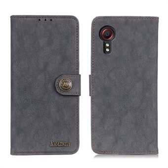 KHAZHEN Retro Textured Wallet Stand Split Leather Phone Cover Case for Samsung Galaxy Xcover 5