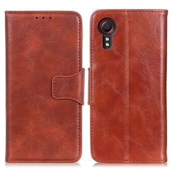 Wallet Stand Design Crazy Horse Texture Split Leather Protector Cover for Samsung Galaxy Xcover 5