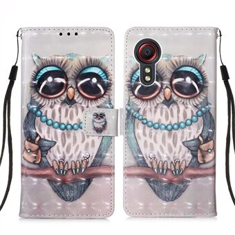 Lanyard Design Leather Phone Pattern Printing Design Case with Wallet and Stand for Samsung Galaxy Xcover 5