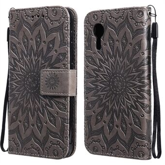 KT Imprinting Flower Series-1 Imprinting Flower Pattern PU Leather Wallet Phone Cover with Stand for Samsung Galaxy Xcover 5