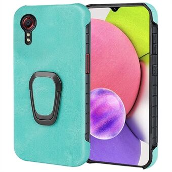 Ring Kickstand Dual Layer PU Leather + Hard PC Anti-Slip Protective Phone Case for Samsung Galaxy Xcover 5 / Xcover 5s