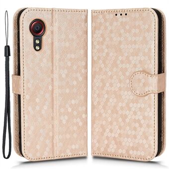 For Samsung Galaxy Xcover 5 Shockproof Phone Case Dot Pattern Imprinted Magnetic Clasp Leather Cover with Stand Wallet