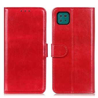 Crazy Horse Texture Leather Wallet Stand Cellphone Shell Case for Samsung Galaxy A22 5G (EU Version)