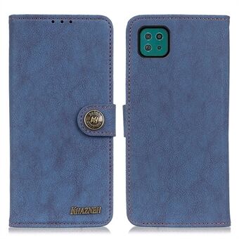 KHAZNEH Retro Style Split Leather Wallet Design Phone Case for Samsung Galaxy A22 5G (EU Version)