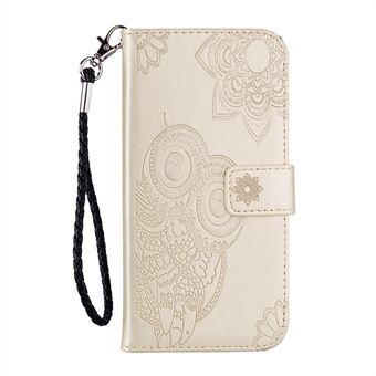 Imprint Flower Owl Pattern Stand Phone Leather Wallet Cover for Samsung Galaxy A22 5G (EU Version)