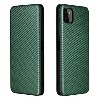 Anti-scratch Carbon Fiber Texture Auto-absorbed Leather Phone Case Stand for Samsung Galaxy A22 5G (EU Version)