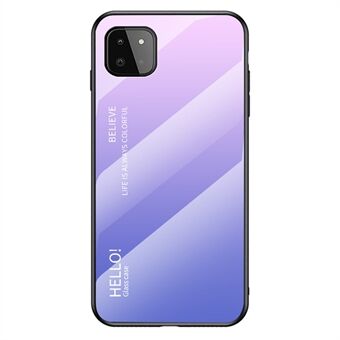 Well-Protected Anti-Scratch Tempered Glass Color Gradient Design Cell Phone Back Case for Samsung Galaxy A22 5G (EU Version)