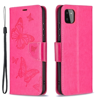 Butterfly Pattern Imprint Leather Wallet Case Shell for Samsung Galaxy A22 5G (EU Version)