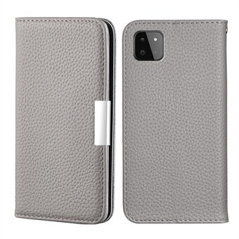 Litchi Skin Auto-absorbed Leather Stand Cover with Card Slots for Samsung Galaxy A22 5G (EU Version)