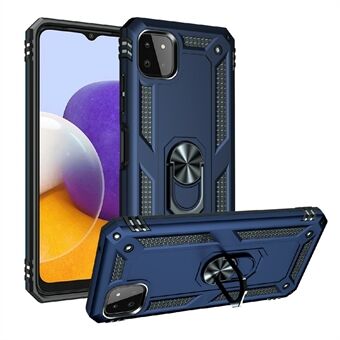 Shock-Absorbed PC + TPU Combo Hybrid Phone Shell with Ring Kickstand for Samsung Galaxy A22 5G (EU Version)