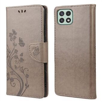 Imprinted Butterfly PU Leather Flip Wallet Case Cover Stand with Wrist Strap for Samsung Galaxy A22 5G (EU Version)