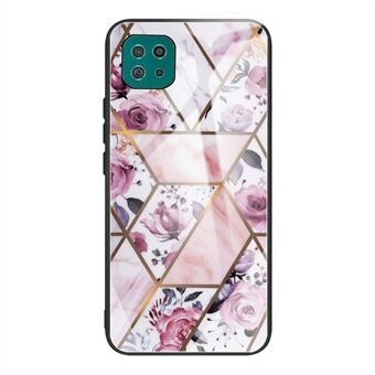 Marble Pattern Tempered Glass + TPU Phone Case Cover for Galaxy A22 5G (EU Version)