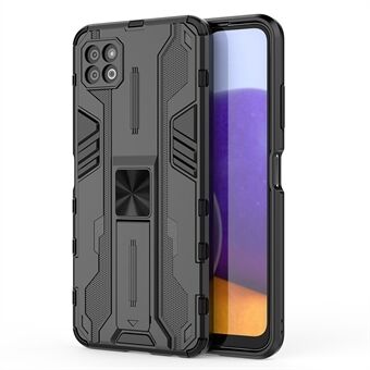 Full-Body Shockproof Protection Hard Plastic + TPU Rubber Dual Layer Hybrid Case with Fold Kickstand for Samsung Galaxy A22 5G (EU Version)