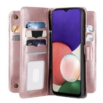 For Samsung Galaxy A22 5G (EU Version) KT Multi-functional Series-1 Magnetic Folio Full-Body Protective Wallet PU Leather Phone Case with KT Multi-functional Series-1 10 Card Slots