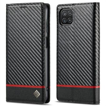 LC.IMEEKE Leather Case Carbon Fiber Pattern Phone Cover with Wallet Stand for Samsung Galaxy A22 5G (EU Version)