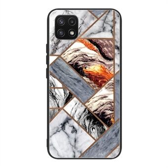 Pattern Printing Explosion-Proof Light Slim TPU Frame + Tempered Glass Phone Back Case for Samsung Galaxy A22 5G (EU Version)