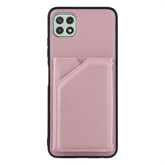 Skin-touch Feel Leather Coated Kickstand Phone Case with Card Holder for Samsung Galaxy A22 5G (EU Version)