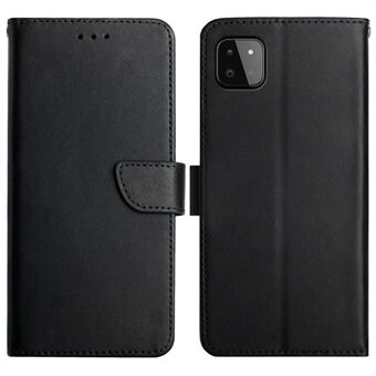 Nappa Texture Case Anti-fingerprint Magnetic Closure Wallet Genuine Leather Phone Shell Case with Stand for Samsung Galaxy A22 5G (EU Version)