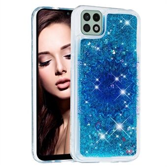 Anti-scratch Phone Back Case Glitter Quicksand TPU Pattern Printing Phone Cover for Samsung Galaxy A22 5G (EU Version)