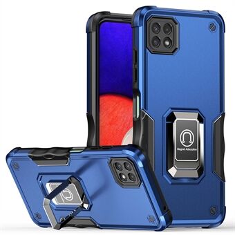 For Samsung Galaxy A22 5G (EU Version) Hybrid Hard PC Soft TPU Shockproof Protective Case with Ring Car Mount Kickstand