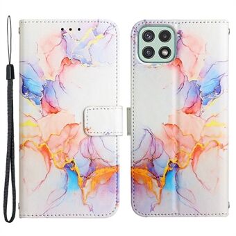 YB Pattern Printing Leather Series-5 for Samsung Galaxy A22 5G (EU Version) Wallet Stand Phone Case Marble Pattern Protective Cover