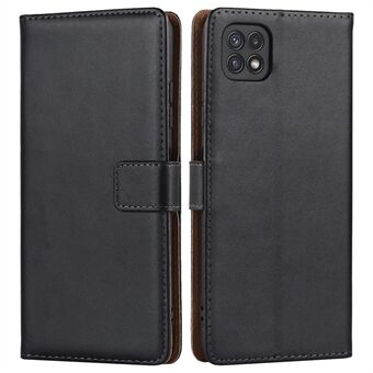 Genuine Leather Phone Case for Samsung Galaxy A22 5G (EU Version), Wallet Stand Dustproof Anti-scratch Flip Phone Cover Stand Phone Shell