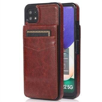 For Samsung Galaxy A22 5G (EU Version) Kickstand Case Card Holder PU Leather Coated TPU Phone Cover