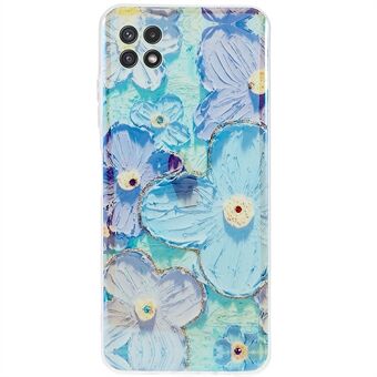 For Samsung Galaxy A22 5G (EU Version) Wear-resistant Epoxy Rhinestone Decor TPU Case IMD Flower Pattern Drop-proof Phone Cover