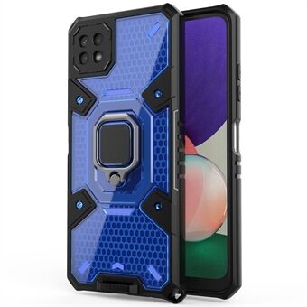 For Samsung Galaxy A22 5G (EU Version) Ring Kickstand Shockproof Phone Case Hard PC Soft TPU Dual Layer Hybrid Cover