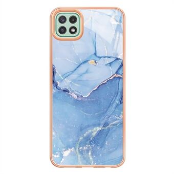 YB IMD Series-16 Style E for Samsung Galaxy A22 5G (EU Version) Anti-scratch TPU Phone Cover 2.0mm Marble Pattern IMD Electroplating Case