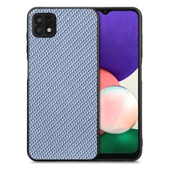 For Samsung Galaxy A22 5G (EU Version) Anti-scratch Carbon Fiber Texture Phone Case PU Leather Coated PC+TPU Anti-drop Cell Phone Cover