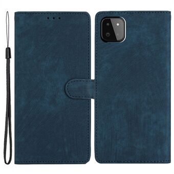 Leather Protective Cover for Samsung Galaxy A22 5G (EU Version) ,  Solid Color Skin-touch Phone Wallet Stand Case