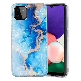 For Samsung Galaxy A22 5G (EU Version) Phone Cover Marble Flower Shell Pattern IMD Phone TPU Case