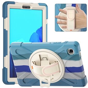 360 Degree Swivel Kickstand PC + Silicone Tablet with Hand Strap Case Ultra Hybrid Shockproof Full-Body Protective for Galaxy Tab A7 Lite 8.7-inch