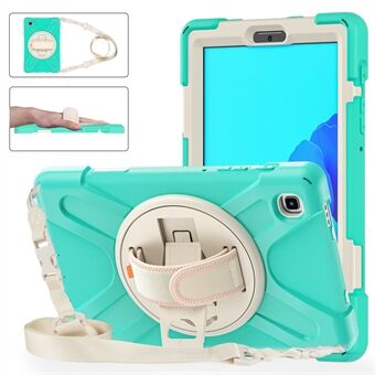 Heavy Duty Shockproof PC + Silicone Cover with 360 Degree Swivel Kickstand Handle Hand Grip & Shoulder Strap for Samsung Galaxy Tab A7 Lite 8.7-inch