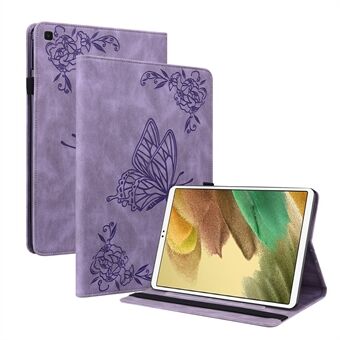 Imprinted Butterfly Flower PU Leather Card Slots Multi-Angle Stand Case with Elastic Band for Samsung Galaxy Tab A7 Lite 8.7-inch