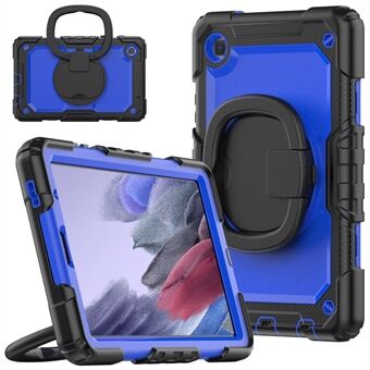 Shockproof Case for Samsung Galaxy Tab A7 Lite 8.7-inch T220 / T225, Drop-proof Tablet Case 360-Degree Rotating Kickstand PC + Silicone Cover with Shoulder Strap