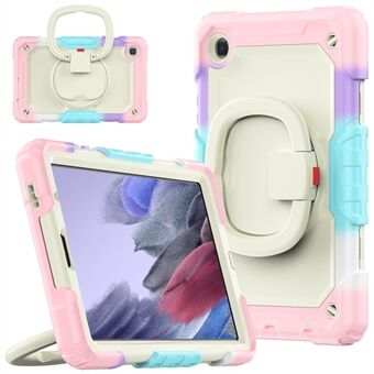 Anti-Drop Tablet Case for Samsung Galaxy Tab A7 Lite 8.7-inch T220 / T225 PC + Silicone Protective Case 360-Degree Rotating Kickstand Cover with Shoulder Strap