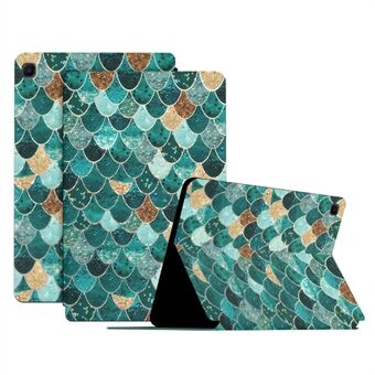 For Samsung Galaxy Tab A7 Lite 8.7-inch Protective Case Grids Pattern Printed PU Leather Cove with Stand