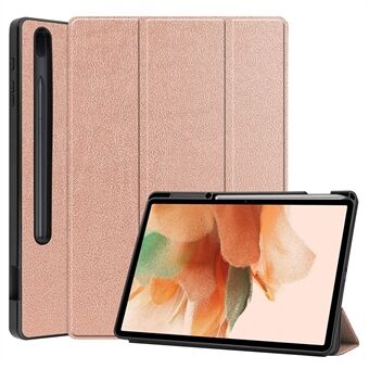 Tri-fold Stand PU Leather + TPU Inner Tablet Cover Smart Case with Pen Slot for Samsung Galaxy Tab S7 FE SM-T730/SM-T736