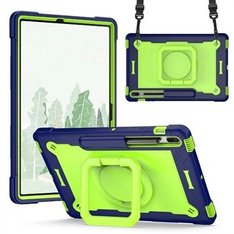 Shockproof Tablet Case PC + TPU + Silicone Cover with Rotating Kickstand and Shoulder Strap for Samsung Galaxy Tab S7 FE / Tab S7 Plus