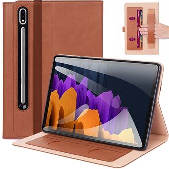 Business Style Hand-Hold Leather Tablet Cover with Card Slots for Samsung Galaxy Tab S7 FE T730/T736 / S7 Plus