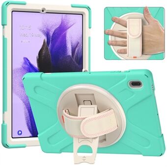 Hand Band Design PC + Silicone 360° Swiveling Kickstand Case for Samsung Galaxy Tab S7 FE T730/T735/T736B/T736N