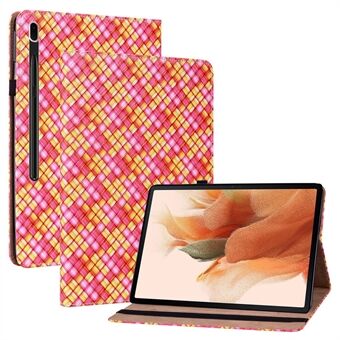 Multi-color Woven Texture Stand Card Slots Function Anti-fall PU Leather Cover + TPU Inner Case for Samsung Tab S7 Plus SM-T970/S7 FE SM-T730/SM-T736B