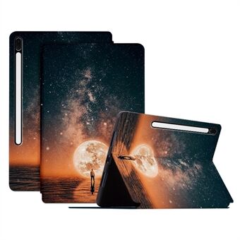 For Samsung Galaxy Tab S7 FE / Tab S7 Plus / Tab S8+ Case Pattern Printing PU Leather Flip Cover with Stand