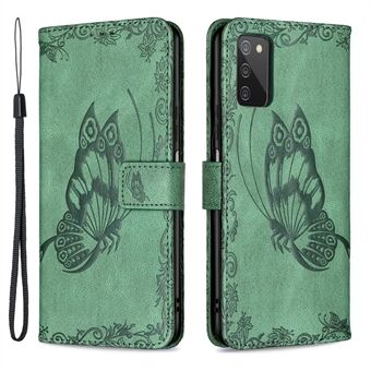 Imprint Butterfly Flower Leather Wallet Mobile Phone Shell for Samsung Galaxy A03s (166.5 x 75.98 x 9.14mm)