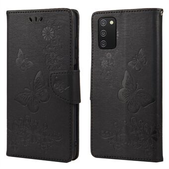 Imprint Butterfly Flower Leather Wallet Case with Stand for Samsung Galaxy A03s (166.5 x 75.98 x 9.14mm)