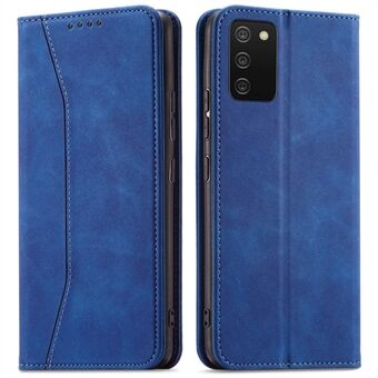 Double Edge-fold Sewing Design PU Leather Stand Feature Flip Folio Magnetic Wallet Protective Case for Samsung Galaxy A03s (166.5 x 75.98 x 9.14mm)