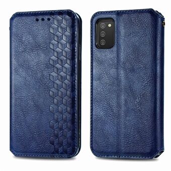 Auto-Absorbed Rhombus Imprinting PU Leather Case for Samsung Galaxy A03s (166.5 x 75.98 x 9.14mm), Folio Flip Wallet Stand Phone Accessory